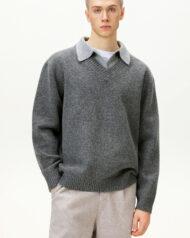 Collared V-Neck Knit Jumper | Zadinia