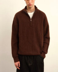 Half-Zip Boucle Knit Jumper | Zadinia