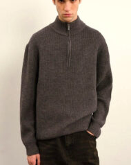 Half-Zip Boucle Knit Jumper | Zadinia