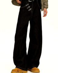 Men's Black Stretch Wide-Leg Jeans | Zadinia