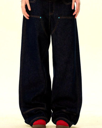 Men's Raw Denim Wide-Leg Jeans | Zadinia