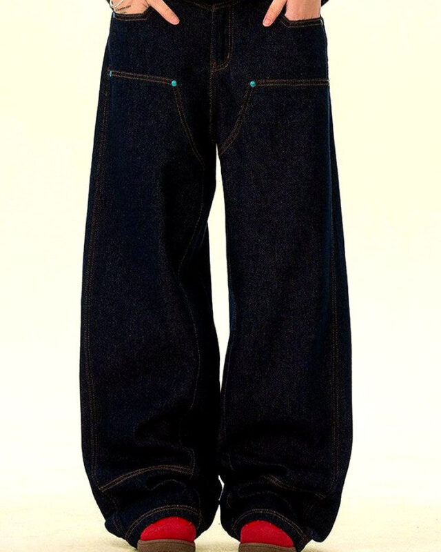 Men's Raw Denim Wide-Leg Jeans | Zadinia