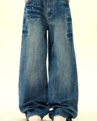 Men's Vintage-Effect Wide Straight Jeans | Zadinia