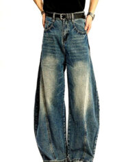 Men's Washed Stretch Wide-Leg Jeans | Zadinia
