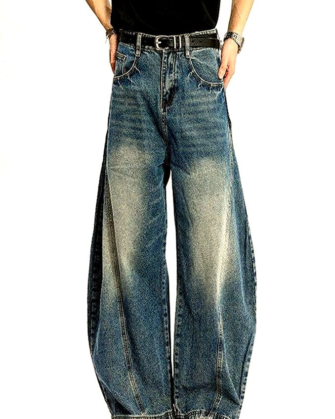 Men's Washed Stretch Wide-Leg Jeans | Zadinia