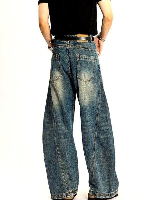Men's Washed Stretch Wide-Leg Jeans | Zadinia
