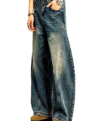 Men's Washed Stretch Wide-Leg Jeans | Zadinia