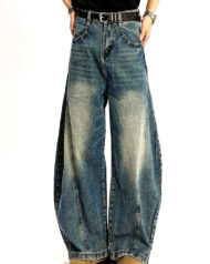 Men's Washed Stretch Wide-Leg Jeans | Zadinia