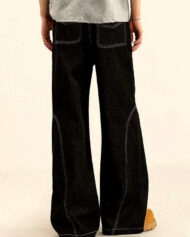 Men's Wide-Leg Jeans with Contrast Stitching | Zadinia