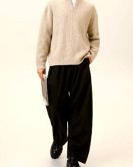 Notch-Neck Cable Knit Jumper | Zadinia